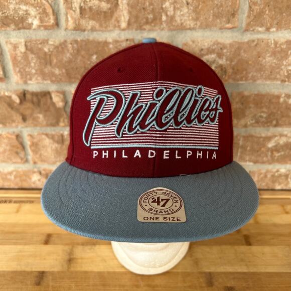 Phillies Maroon and Gray Snapback Hat - Picture 1 of 11